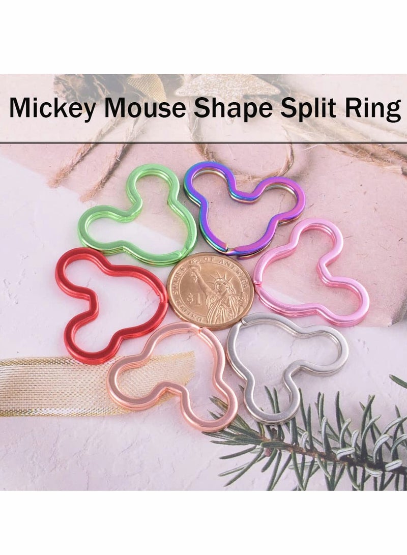 كاست ويف Mouse Head Shape Split Rings Colorful Flat Key Chain Rings Metal Creative Key Holder for Bag Home Car Office Organization DIY Crafts 50 PCS - Image 3