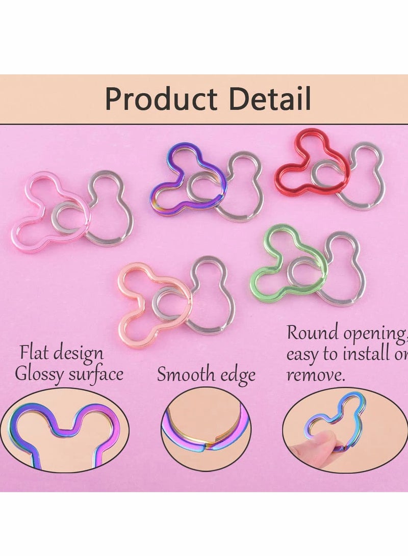 كاست ويف Mouse Head Shape Split Rings Colorful Flat Key Chain Rings Metal Creative Key Holder for Bag Home Car Office Organization DIY Crafts 50 PCS - Image 2