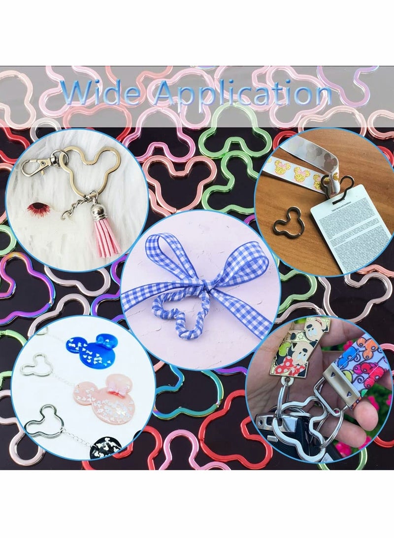 كاست ويف Mouse Head Shape Split Rings Colorful Flat Key Chain Rings Metal Creative Key Holder for Bag Home Car Office Organization DIY Crafts 50 PCS - Image 4