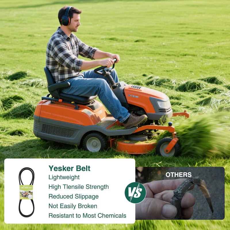 يسكر حزام تشغيل سطح السفينة Yesker 592855201 532130969 130969 لجزازة العشب Craftsman Husqvarna YTH22V46 YTH24K48 YTH18542 Poulan Jonsered AYP Tractor، حبل أراميد متين بطول 92.45 بوصة لجزازات العشب بديل عن 584444701 21546080 - Image 5