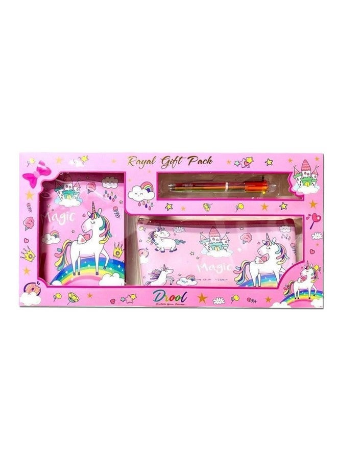 JIADA Jiada Unicorn Stationery Set for Girls - Includes 1 HB Notebook, 1 Pencil Pouch and 6 Colour Pen 