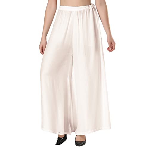 CoreFab Super Soft Flared Solid Loose Fit Rayon Sharara Pant Palazzo for Women's and Girl's_WH.32 White - Image 1