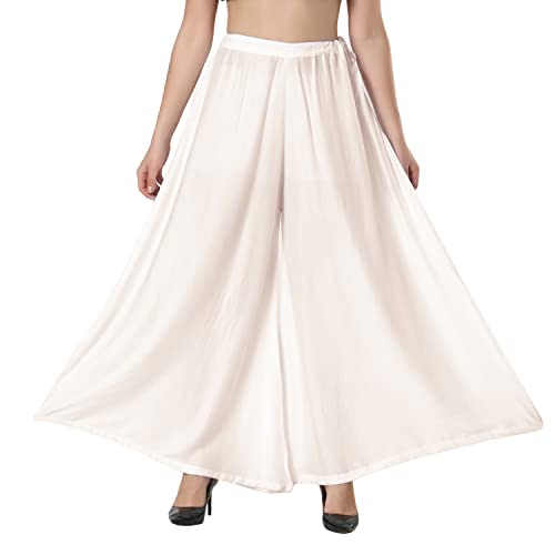 CoreFab Super Soft Flared Solid Loose Fit Rayon Sharara Pant Palazzo for Women's and Girl's_WH.32 White - Image 4