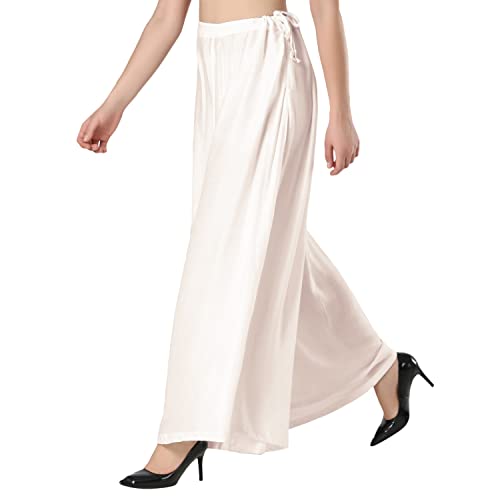 CoreFab Super Soft Flared Solid Loose Fit Rayon Sharara Pant Palazzo for Women's and Girl's_WH.32 White - Image 2