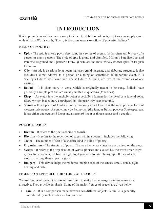 EXAM18 Icse English Treasure Trove Ultimate Guide To Poems - Class 9 & 10 (2020-21 Session)