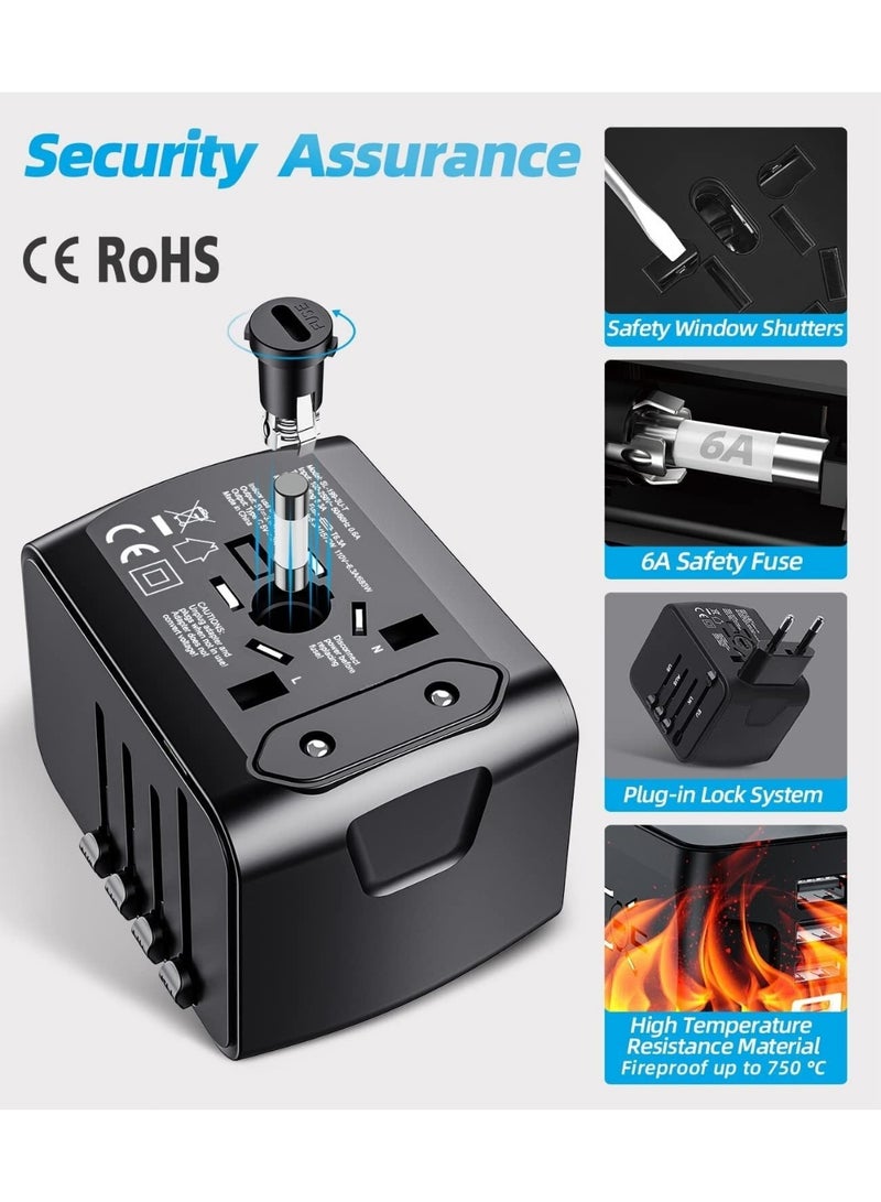 TRAVEL Universal Travel Adapter | 3 USB Ports + 1 Type C Charging Port | Compatible with US/EU/UK/AU Plugs | Compact & Multi-Voltage for Global Travel - Image 5