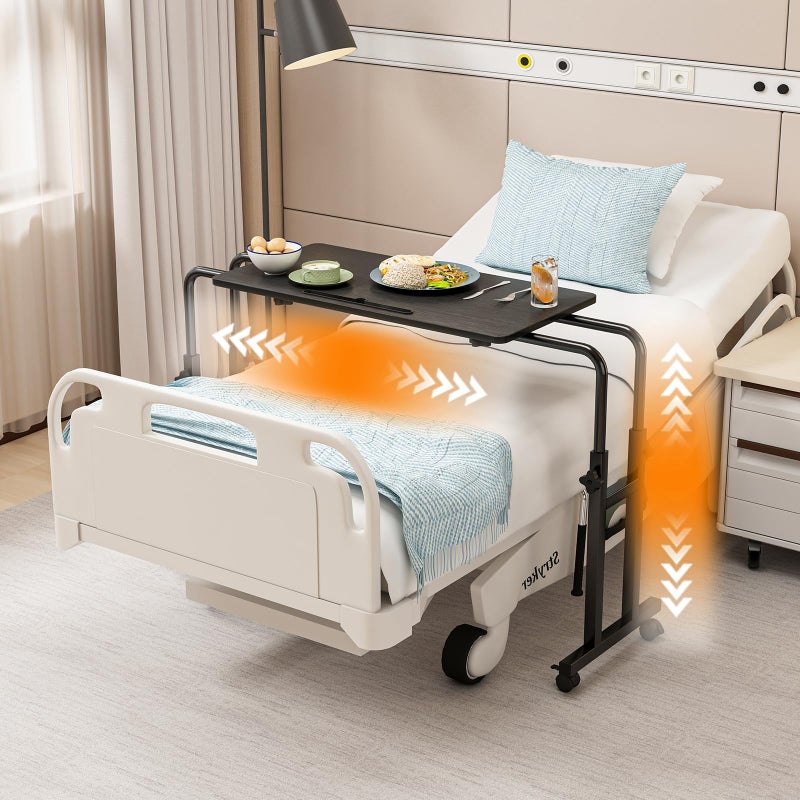 LINGMI Recliner Table, Overbed Table with Wheels Adjustable Height and Length Over Bed Desk, Hospital Heavy Duty Metal Leg Laptop Stand Tray - Image 5