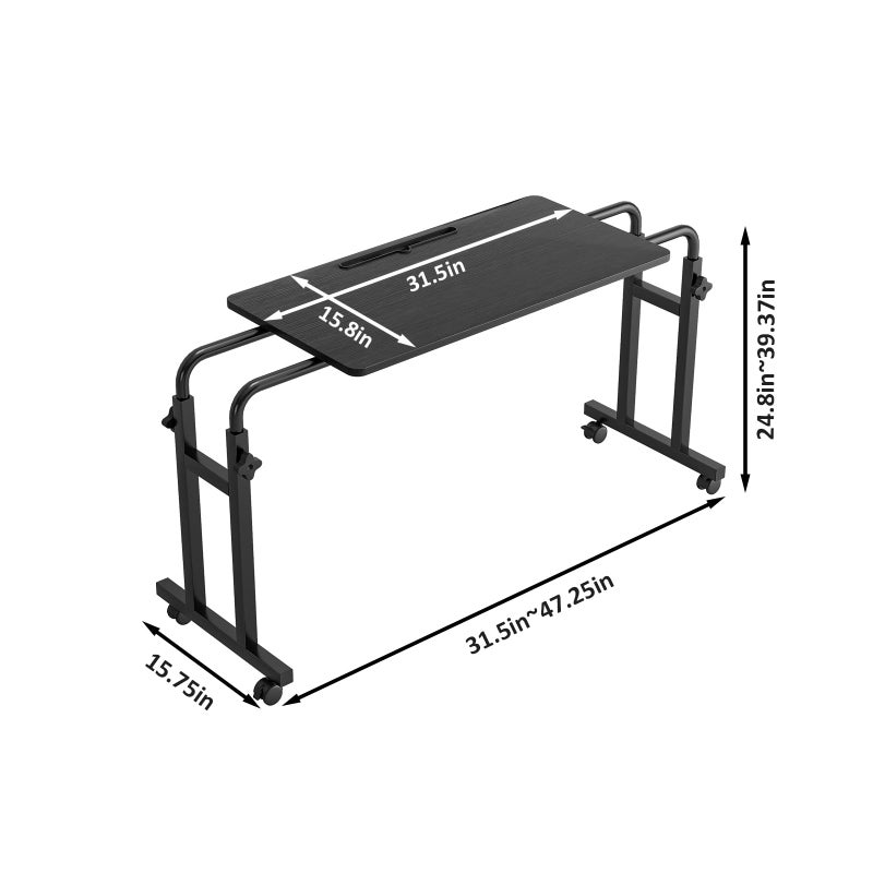 LINGMI Recliner Table, Overbed Table with Wheels Adjustable Height and Length Over Bed Desk, Hospital Heavy Duty Metal Leg Laptop Stand Tray - Image 3