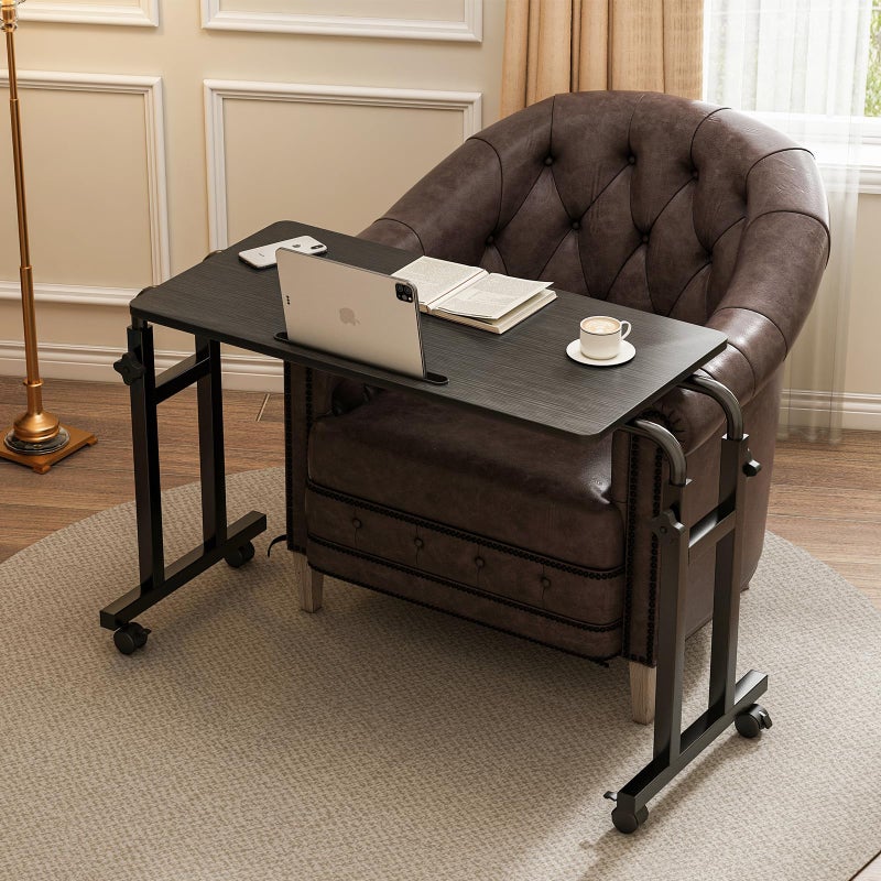 LINGMI Recliner Table, Overbed Table with Wheels Adjustable Height and Length Over Bed Desk, Hospital Heavy Duty Metal Leg Laptop Stand Tray - Image 1