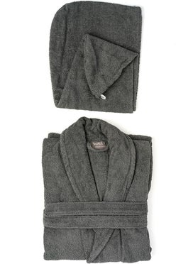 Soley | Maida | Extra Soft 100% Cotton Hair Cap & Women's Bathrobe Set 