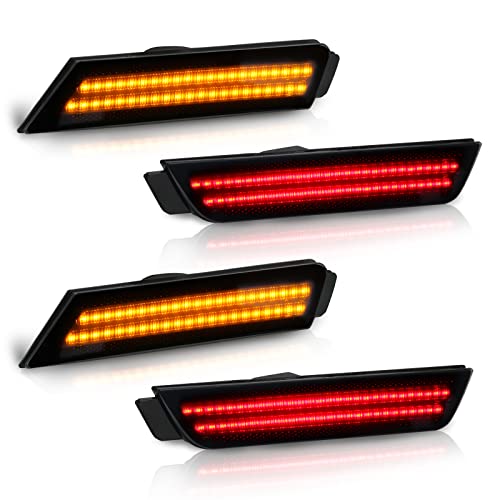 Bestview Smoked LED Side Marker Lights for Chevy Camaro 2010-2015, Front Rear Bumper Sidemarker Lamps Reflectors, Amber & Red(4 PCS) - Image 1