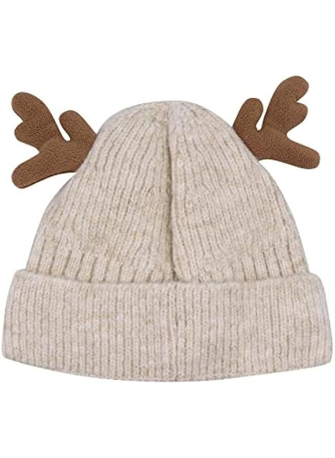 Cute Reindeer Moose Hat Winter Warm Knitted Beanie Cap  Antler Beanie Ski Skull Cap for Women Men - Image 4