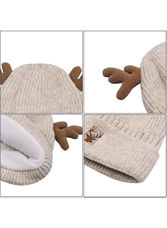 Cute Reindeer Moose Hat Winter Warm Knitted Beanie Cap  Antler Beanie Ski Skull Cap for Women Men - Image 5