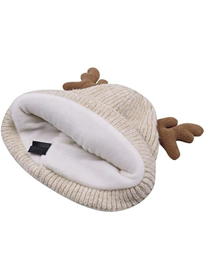 Cute Reindeer Moose Hat Winter Warm Knitted Beanie Cap  Antler Beanie Ski Skull Cap for Women Men - Image 3