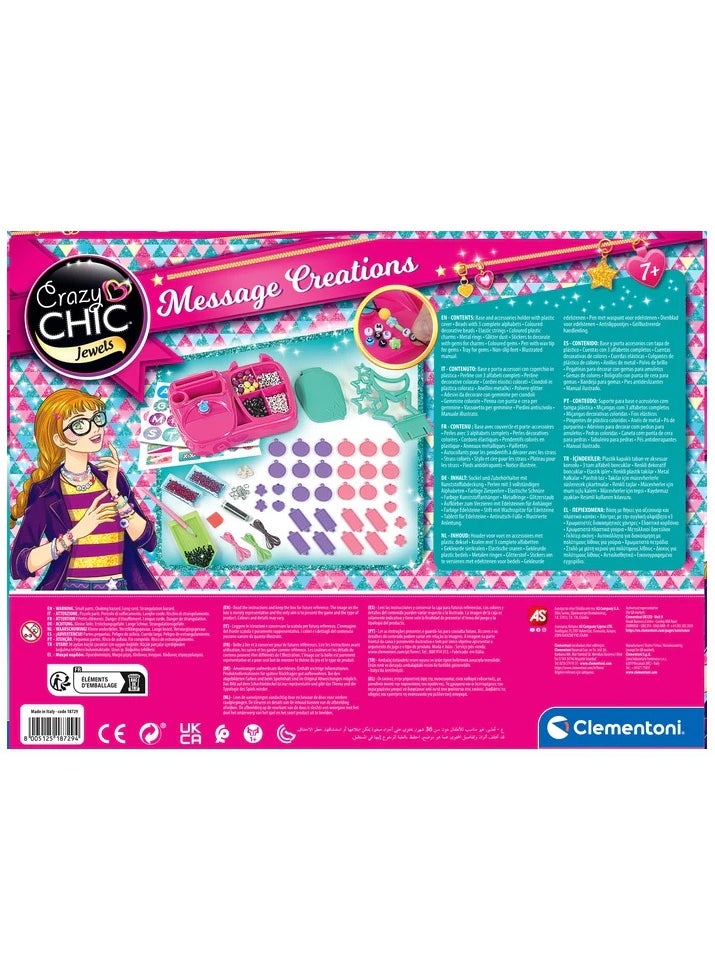 Clementoni Clementoni Crazy Chic Message Creations | Jewellery-Making Kit | Do it Youself | Pretend Play | Arts & Crafts | Personalized Jewellery | Easy to Use | Develops Fine Motor Skills & Creativity | Colorful and Customizable | Fashionable | Perfect Gift for Fashion Lovers!  - Image 5