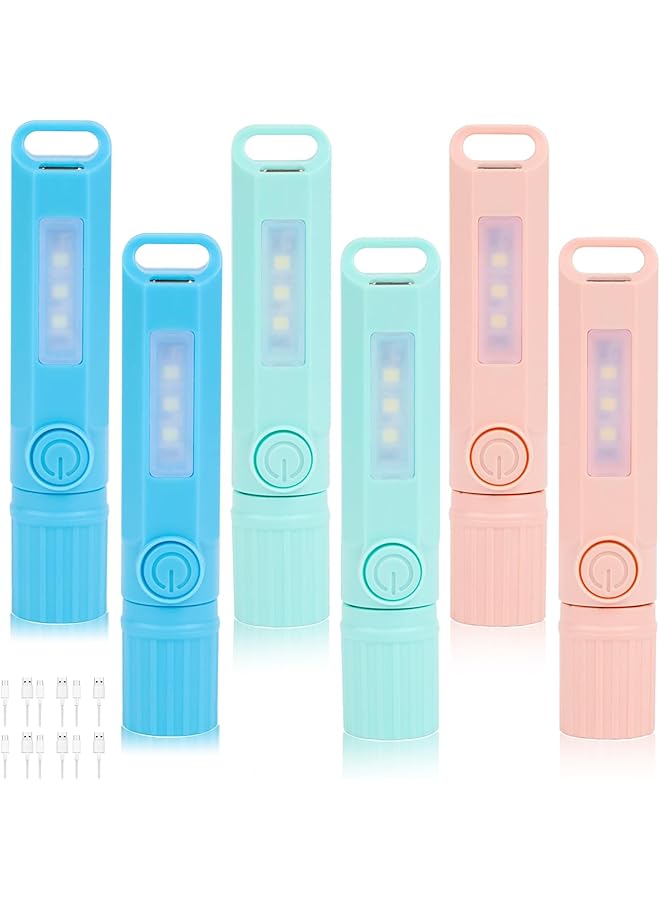 promass 6 Pack Rechargeable Flashlights USB C Mini LED Flashlights, Ultralight Zoomable Flashlights, Portable Camping Lantern Combo, Ideal for Kids Gifts, Hiking, Night Reading, and Outdoor Adventures