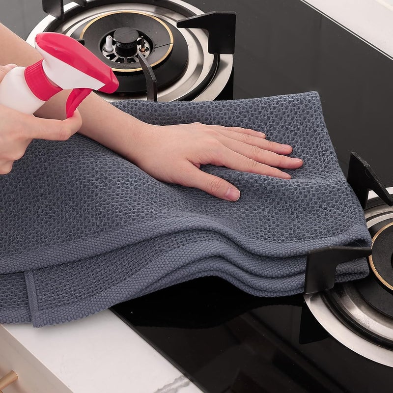 Homaxy 100% Cotton Oversized Waffle Weave Kitchen Dish Towels, Ultra Soft Absorbent Quick Drying Cleaning Towel, 20 x 28 Inches, 6-Pack, Dark Grey - Image 5