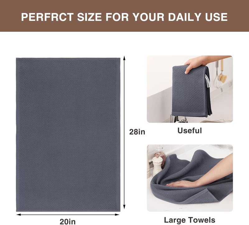 Homaxy 100% Cotton Oversized Waffle Weave Kitchen Dish Towels, Ultra Soft Absorbent Quick Drying Cleaning Towel, 20 x 28 Inches, 6-Pack, Dark Grey - Image 3