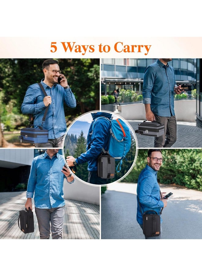 لايفويت صندوق غداء قابل للتمدد من لايف ويت للرجال، حقيبة غداء معزولة، حقيبة تبريد محمولة مع أحزمة كتف و2 كيس ثلج للرجال والنساء والبالغين للعمل والجامعة والسفر، 6.5 لتر، 12 علبة، أسود - Image 3