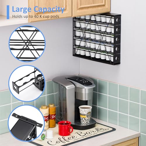 Rice rat k cup Holders for 5 Tier Coffee Pod Holder,Black Metal Space(40 pods) - Image 4