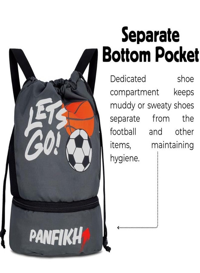 PANFIKH Football Drawstring Bag Lightweight Sports Sack Backpack for Football, Gym & Training Durable Fabric Easy Carry Sports Bag for Kids & Adults - Grey - Image 4