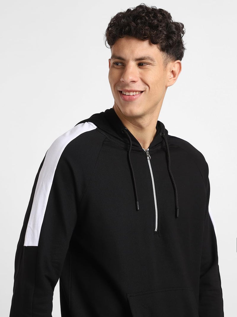 NOBERO Men's Black Hooded Zipper Co-ord Set with Joggers - Image 2