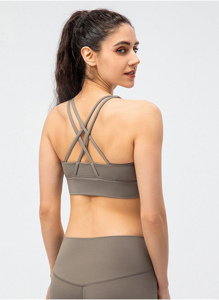 Loquat New  nylon shock gathering running bra yoga vest  - Image 2