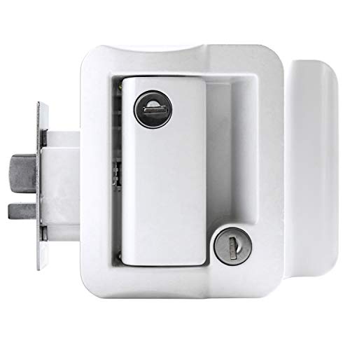 Leisure Locks RV Door Lock Replacement with Paddle Deadbolt, Camper Door Handle Latch, 100% Metal RV Enclosed Travel Trailer Entry Door Lock with Keys for Camper Horse Trailer Cargo Hauler White - Image 4