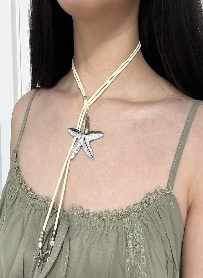 HTH Boho Choker Necklace for Women Long Bohemian Leather Choker Necklace Western Jewelry Gifts - Image 3