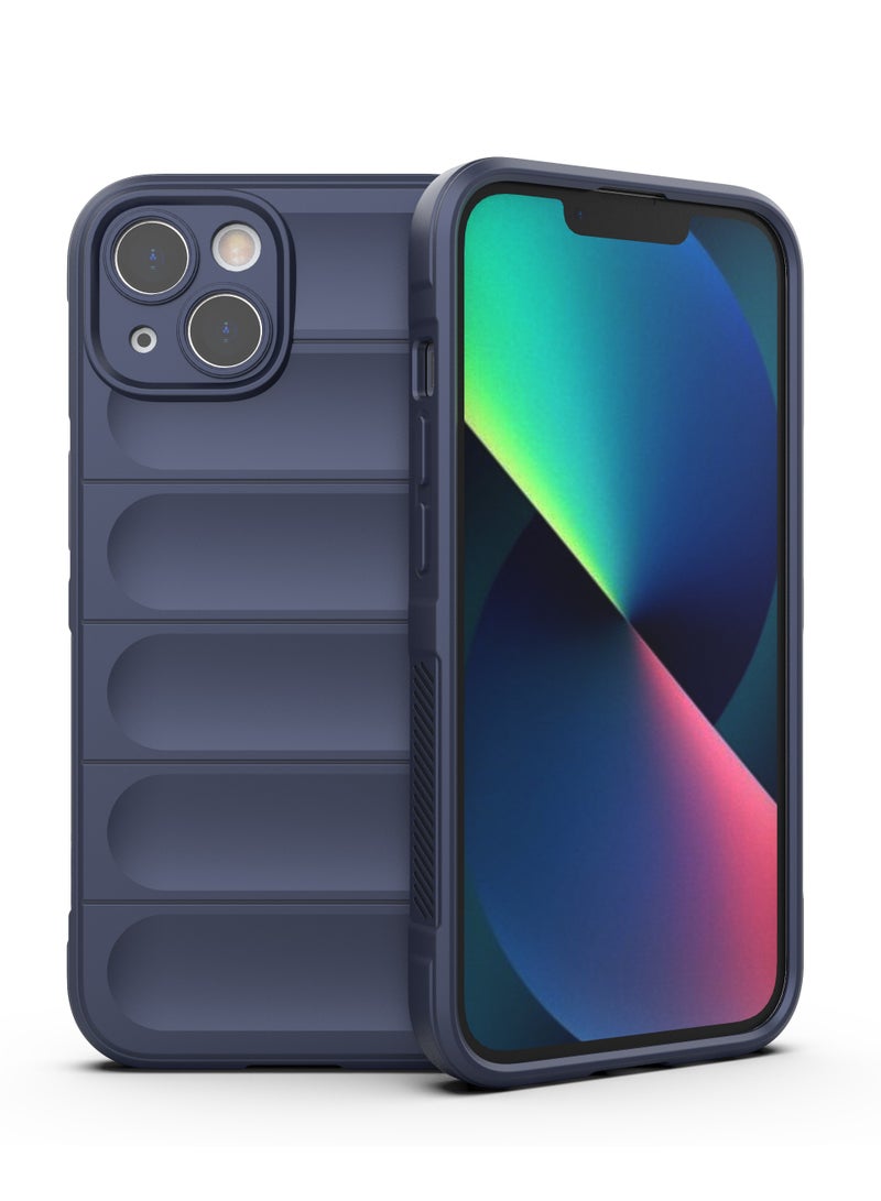 Color Fans Silicone Case for iPhone 13 Anti-Scratch Microfiber Lining Shockproof Case with Camera Protection Dark Blue - Image 1