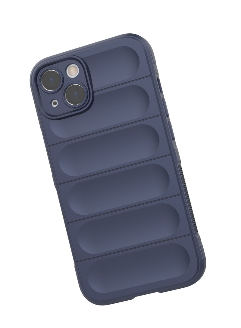 Color Fans Silicone Case for iPhone 13 Anti-Scratch Microfiber Lining Shockproof Case with Camera Protection Dark Blue - Image 2