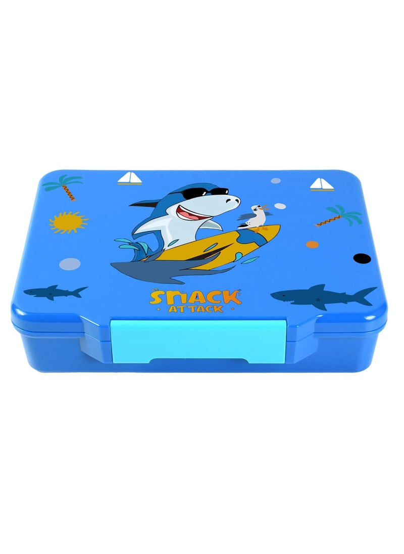 Snack attack - Lunch Box for Kids School,Children Lunch Box with Compartments, Bento Box Children, Leak-proof Lunch Box for Girls and Boys, Snack Box, Perfect for School, Nursery & Trips  (Blue Shark) - Image 1