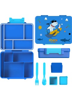 Snack attack Lunch Box for Kids School,Children Lunch Box with Compartments, Bento Box Children, Leak-proof Lunch Box for Girls and Boys, Snack Box, Perfect for School, Nursery & Trips  (Blue Shark)  - Image 1