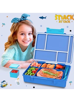 Snack attack Lunch Box for Kids School,Children Lunch Box with Compartments, Bento Box Children, Leak-proof Lunch Box for Girls and Boys, Snack Box, Perfect for School, Nursery & Trips  (Blue Shark)  - Image 3