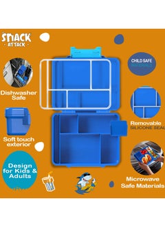 Snack attack Lunch Box for Kids School,Children Lunch Box with Compartments, Bento Box Children, Leak-proof Lunch Box for Girls and Boys, Snack Box, Perfect for School, Nursery & Trips  (Blue Shark)  - Image 4