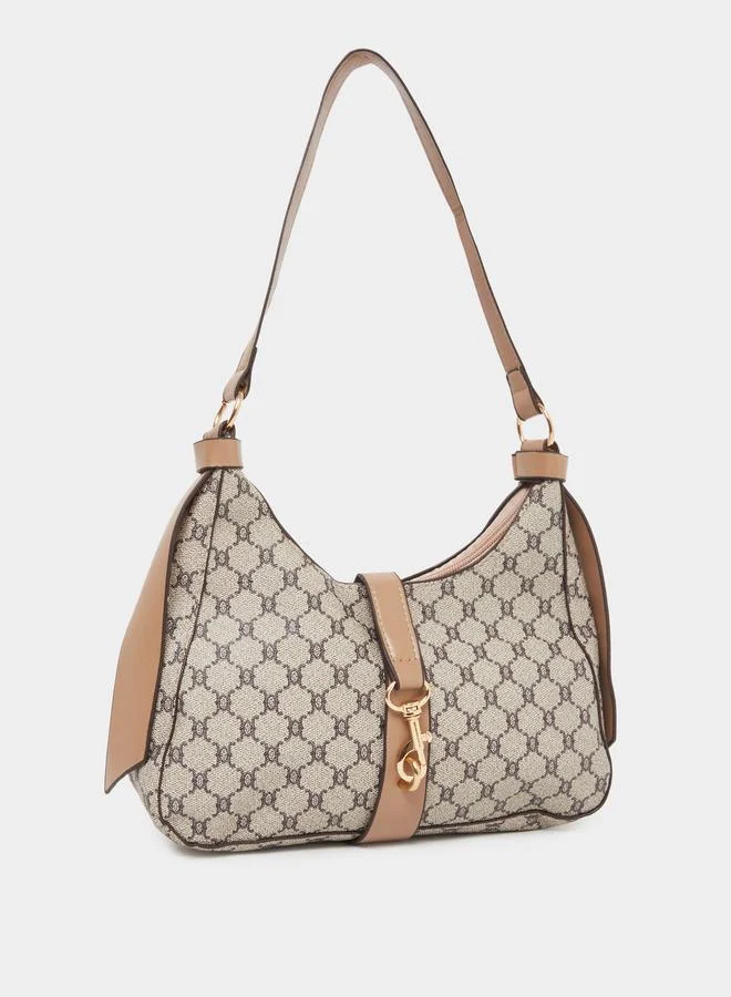 Take Two Take Two Printed Belted Shoulder Bag with Zip Closure