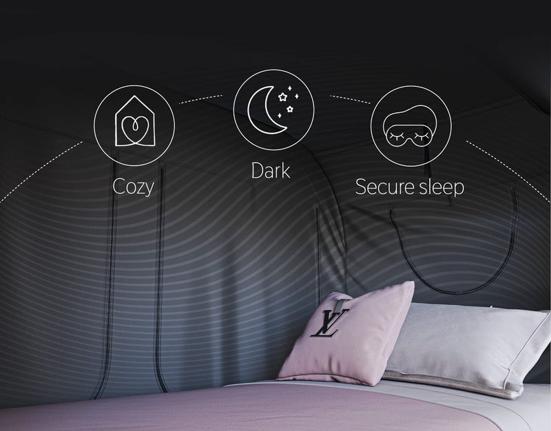 73Hours TidyFriend Twin Bed Tent, Pop-Up Privacy Canopy  Tent Beds for Kids and Adults â€“ Cozy, Light Blocking, Breathable Pongee Fabric for Sleep, Play, or Study, Collapsible Design (Black) - Image 5