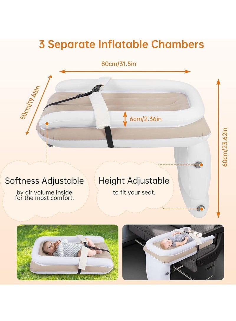 Inflatable Airplane Bed for Kids Baby Travel Plane Bed with Hand Pump Kids Bed Fits Most Airplane Seats Car Seat for Convenient Toddler Travel Seat Belt and Storage Bag - Image 3