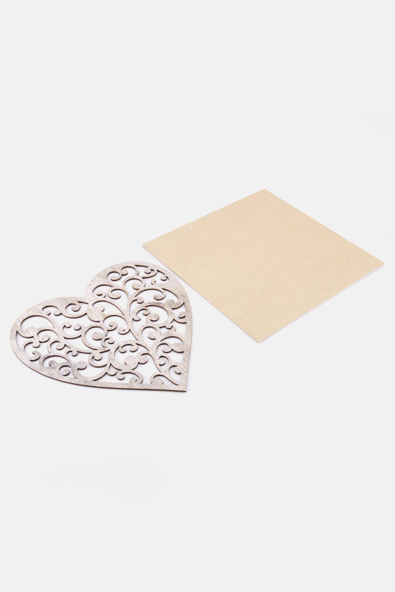 Muy Mucho Laser Piece Heart, Light Grey - Image 2