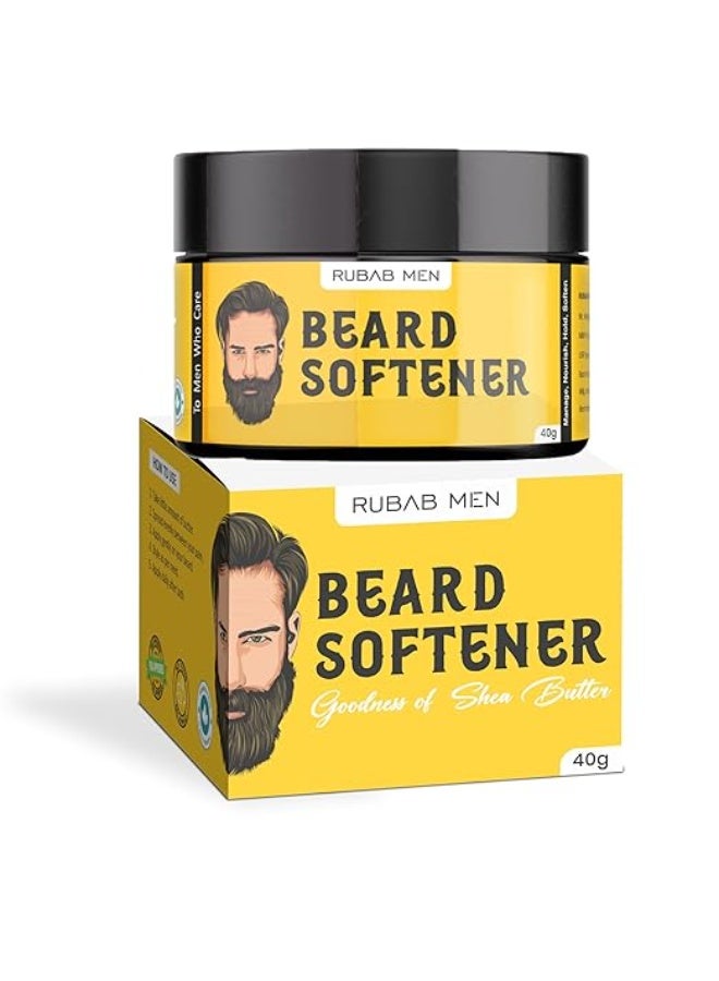 RUBAB MEN Beard Softener for Men, 40g| Beard Butter Balm Effective at Softening Hair Giving Smooth Texture, Non_Greasy Look & Nice Hold | Itch-Free Daily Use Beard Cream for Healthy Beard Growth - Image 1