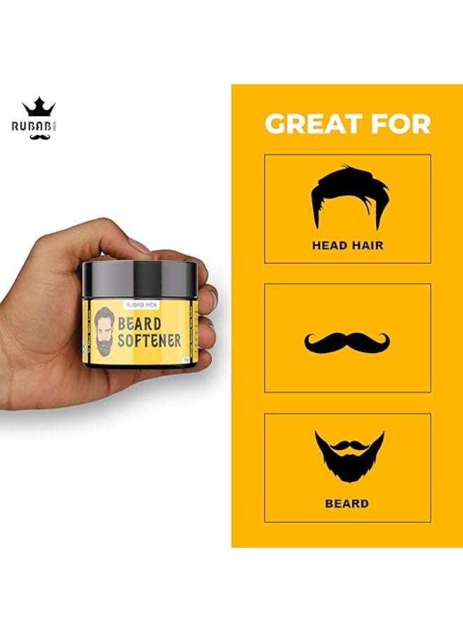 RUBAB MEN Beard Softener for Men, 40g| Beard Butter Balm Effective at Softening Hair Giving Smooth Texture, Non_Greasy Look & Nice Hold | Itch-Free Daily Use Beard Cream for Healthy Beard Growth - Image 4