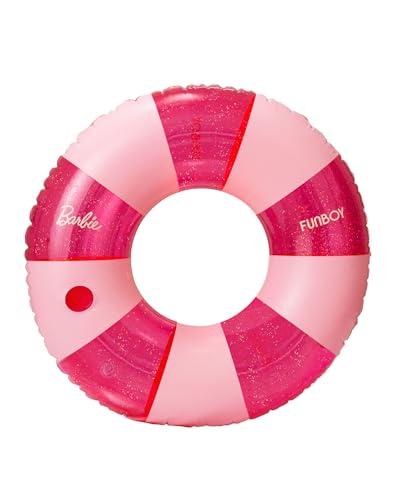 FUNBOY Barbie & FUNBOY Vintage Stripe Glitter Tube Ring Pool Float with Cup Holder - Image 5