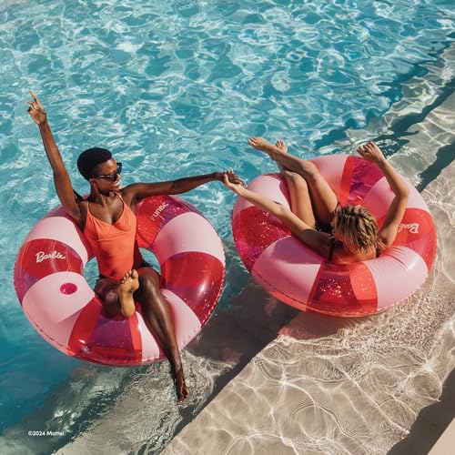 FUNBOY Barbie & FUNBOY Vintage Stripe Glitter Tube Ring Pool Float with Cup Holder - Image 3
