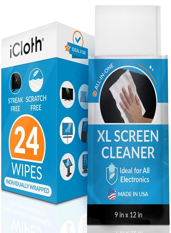 iCloth XL Screen Cleaning Wipes, Lint-Free and Streak-Free, Fast-Drying, Removes Dust, Fingerprints, and Smudges (24 XL Wipes) - Image 1