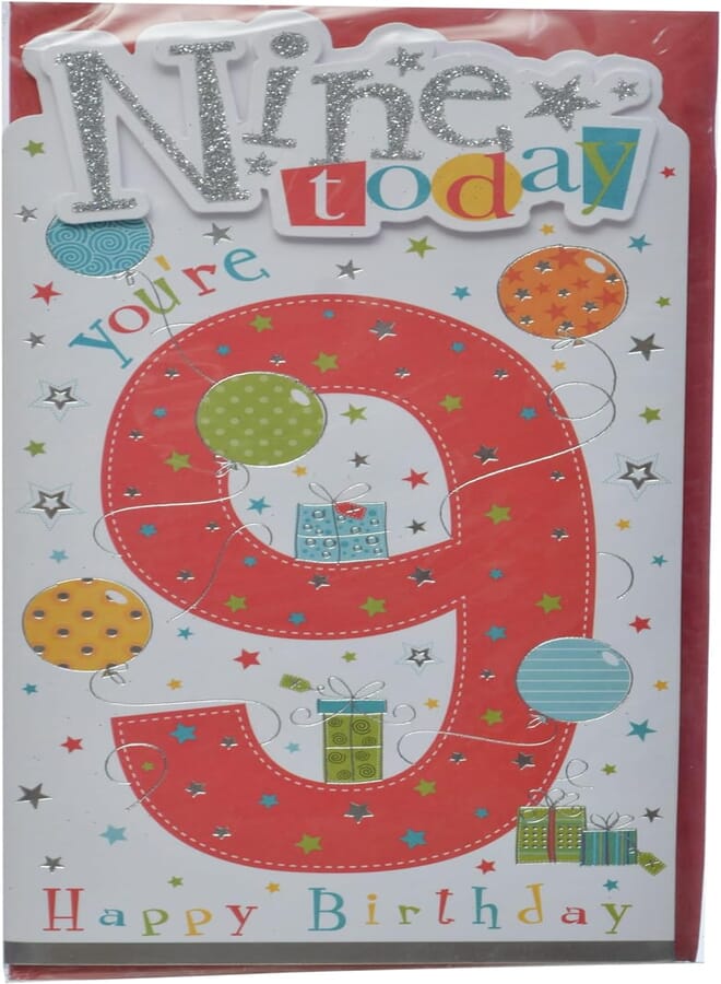 Birthday Greeting Card Number 9 - Multi Color