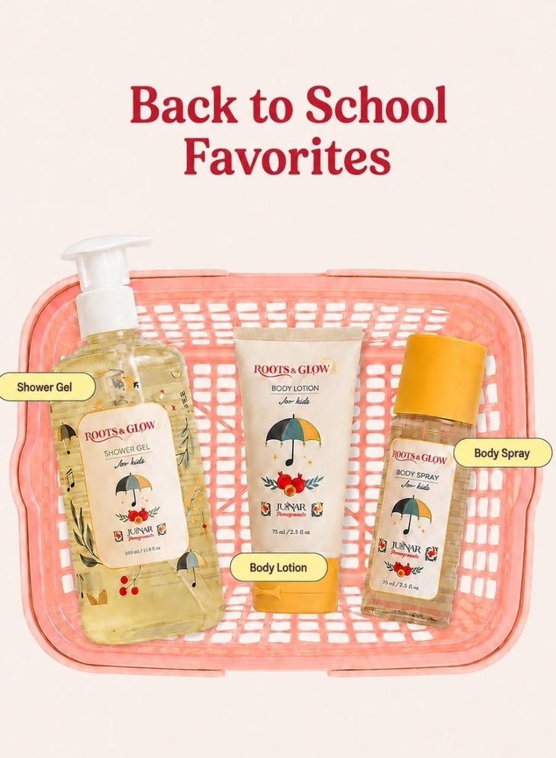 Roots & Glow Kids Back-to-School Body-Care Essentials | Body Wash, Lotion & Mist for Children | Paraben Free | Gentle on Skin | Playful Fresh Fragrance - Image 2