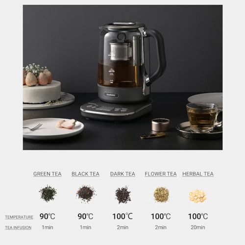 Joydeem Hot Tea Maker, Glass Electric Kettle with Auto Lift Tea Infuser and Temperature Control, 1.7L, JD-ZC6088G - Image 3