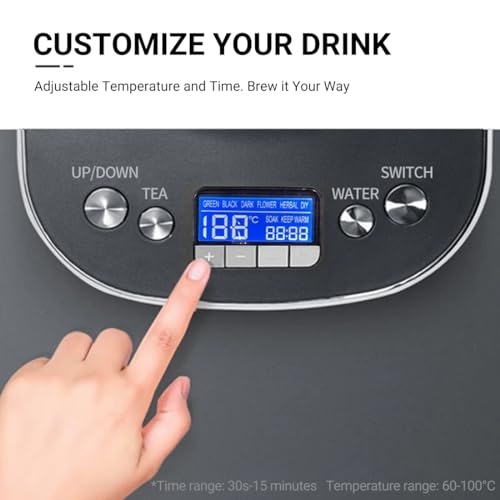 Joydeem Hot Tea Maker, Glass Electric Kettle with Auto Lift Tea Infuser and Temperature Control, 1.7L, JD-ZC6088G - Image 4