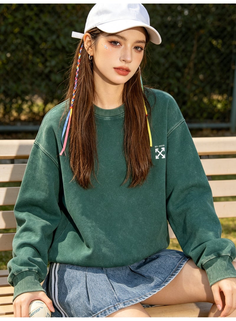 أوف-وايت OFF-WHITE Men's and women's long-sleeved sweater with loose off-shoulder round neck - Image 2