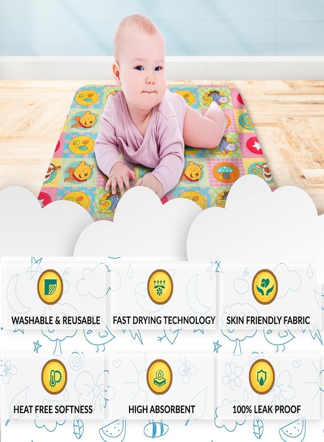 Sassoon Polyester Winnie The Pooh Printed Washable and Waterproof Medium Size Dry Sheet/Bed Protector for Kids- Multi Colored (70 x 100 cm) - Image 3